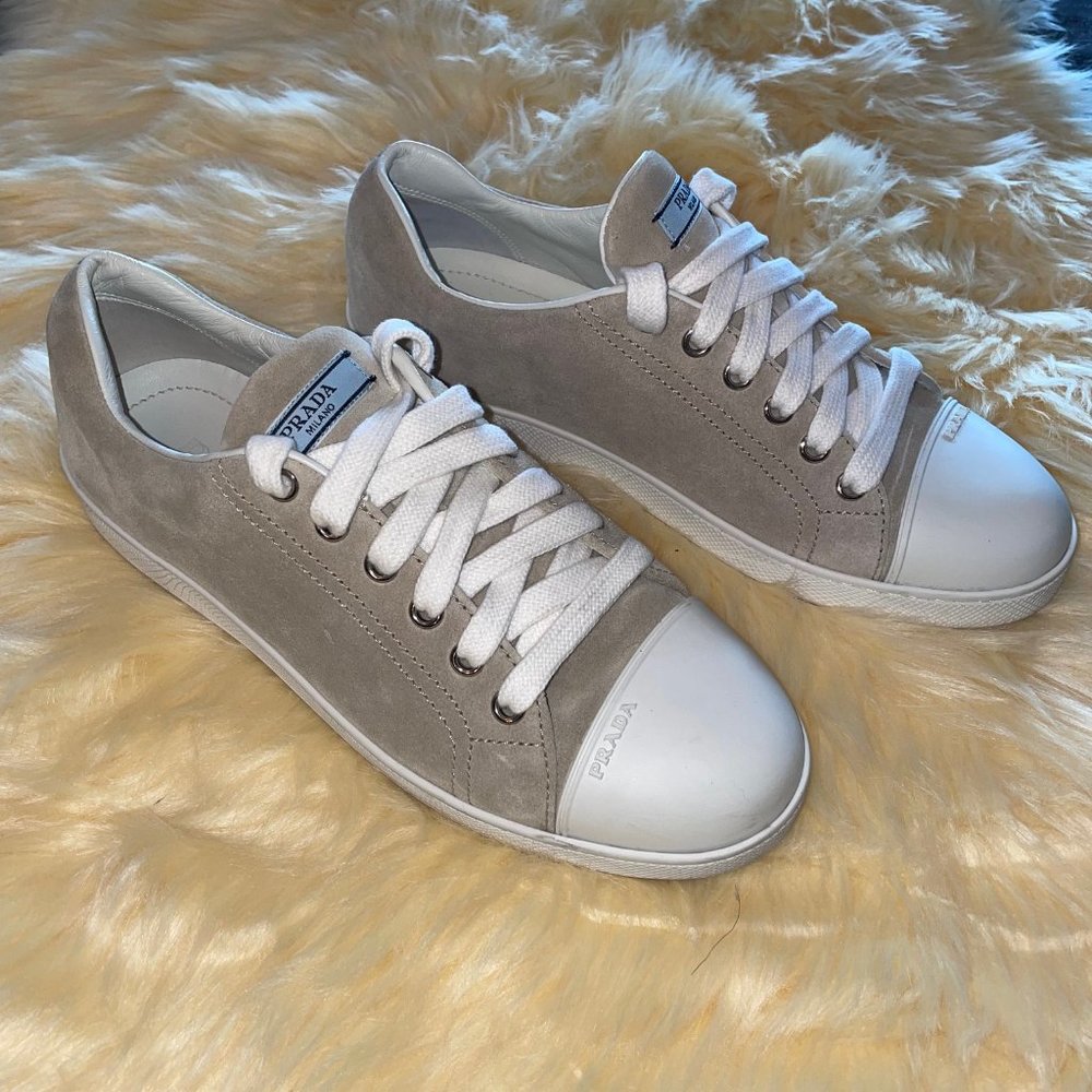 PRADA TAN SUEDE SNEAKERS!!!  GREAT CONDITION!!!